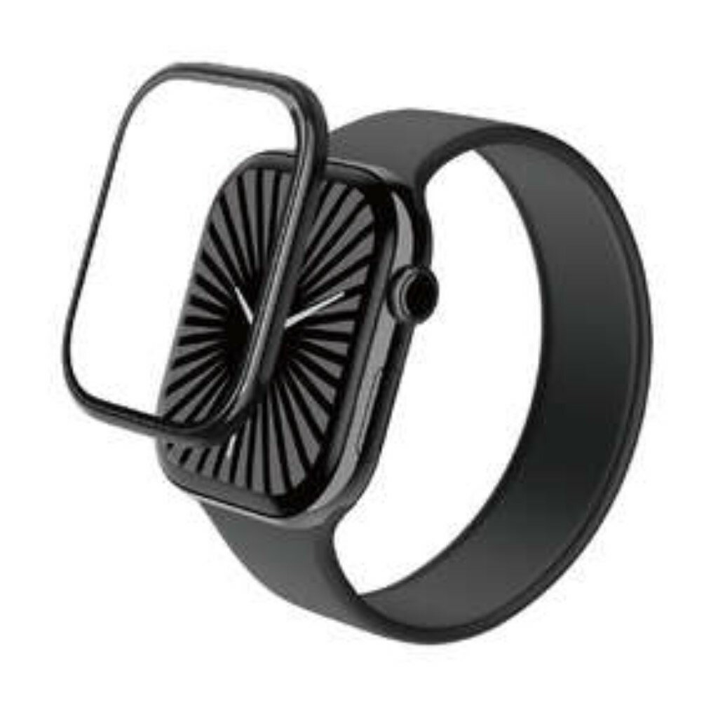 ELECOM エレコム AW-24BFLGFALBK Apple Watch 42mm/ガラスフィルム/アルミフレーム/高透明/貼付治具付/ブラック