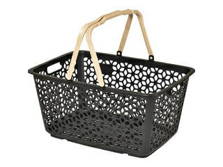 HIMARAYA/ヒマラヤ化学工業所 ハンドル積み重ねバスケット ブラック 513×355×260 155928