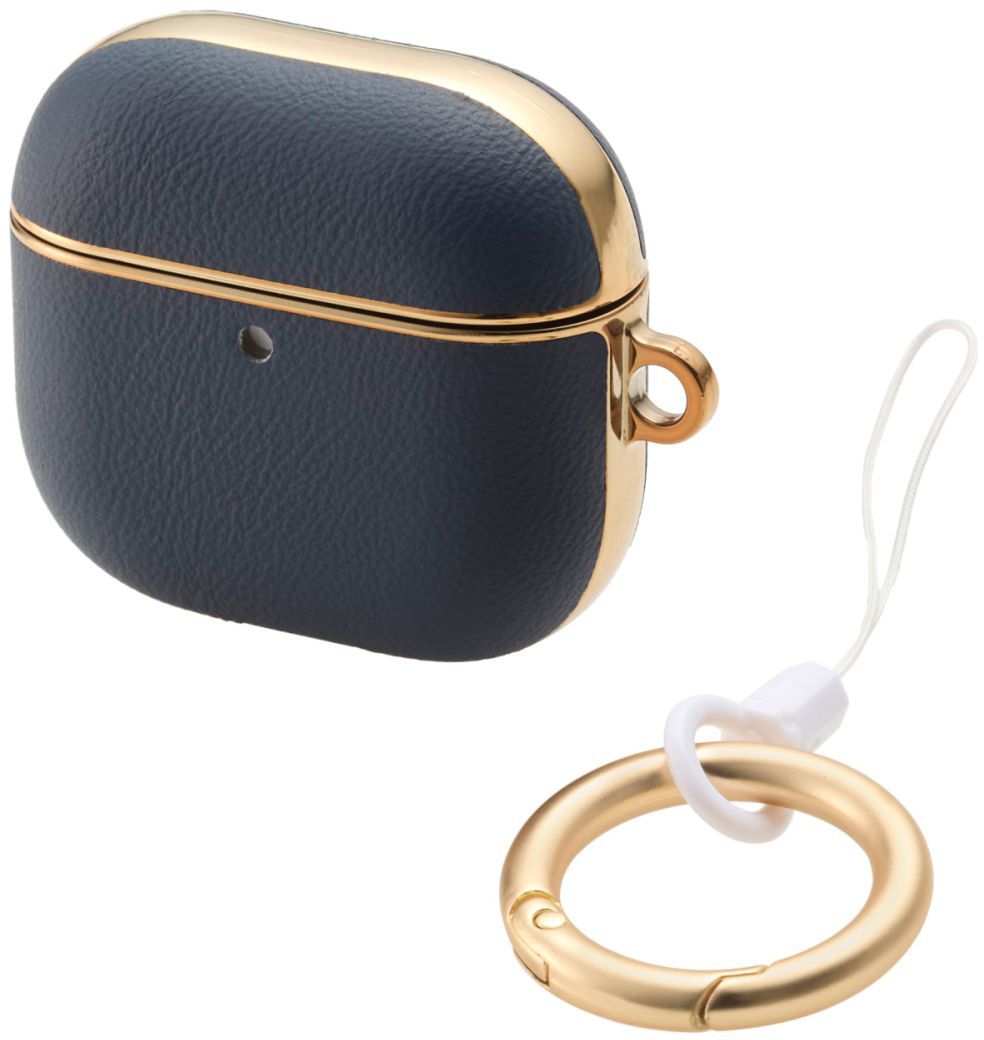 ELECOM エレコム AirPods 第4世代/ソフトレザーケース/メッキライン/ブルー AVA-AP06PLMBU