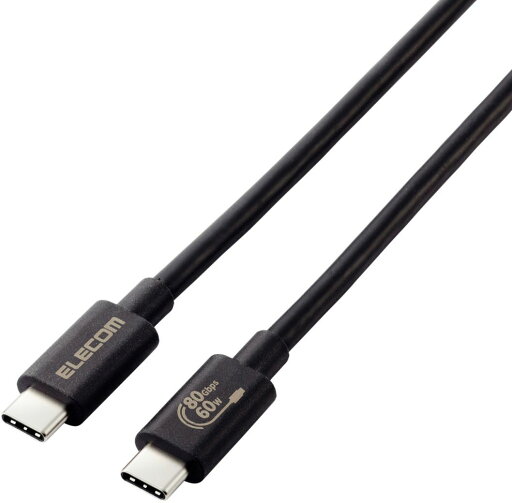 ELECOM エレコム USB4ケーブル/C-Cタイプ/認証品/USB Power Delivery対応/60W/80Gbps/1.0m/ブラック ELECOM エレコム USB4ケーブル/C-Cタイプ/認証品/USB Power Delivery対応/60W/80Gbps/1.0m/ブラック