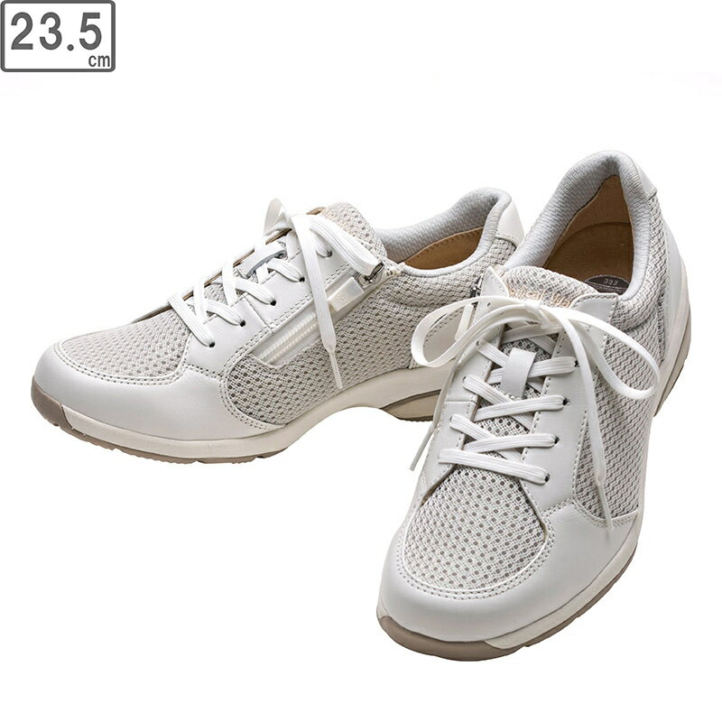 ASAHI/アサヒシューズ 【レディース】メディカルウォーク WK L029【ホワイト】【23.5cm・3E】KV78481 軽量スニーカー ファスナー付 SHM(R)機能 フットグラファー