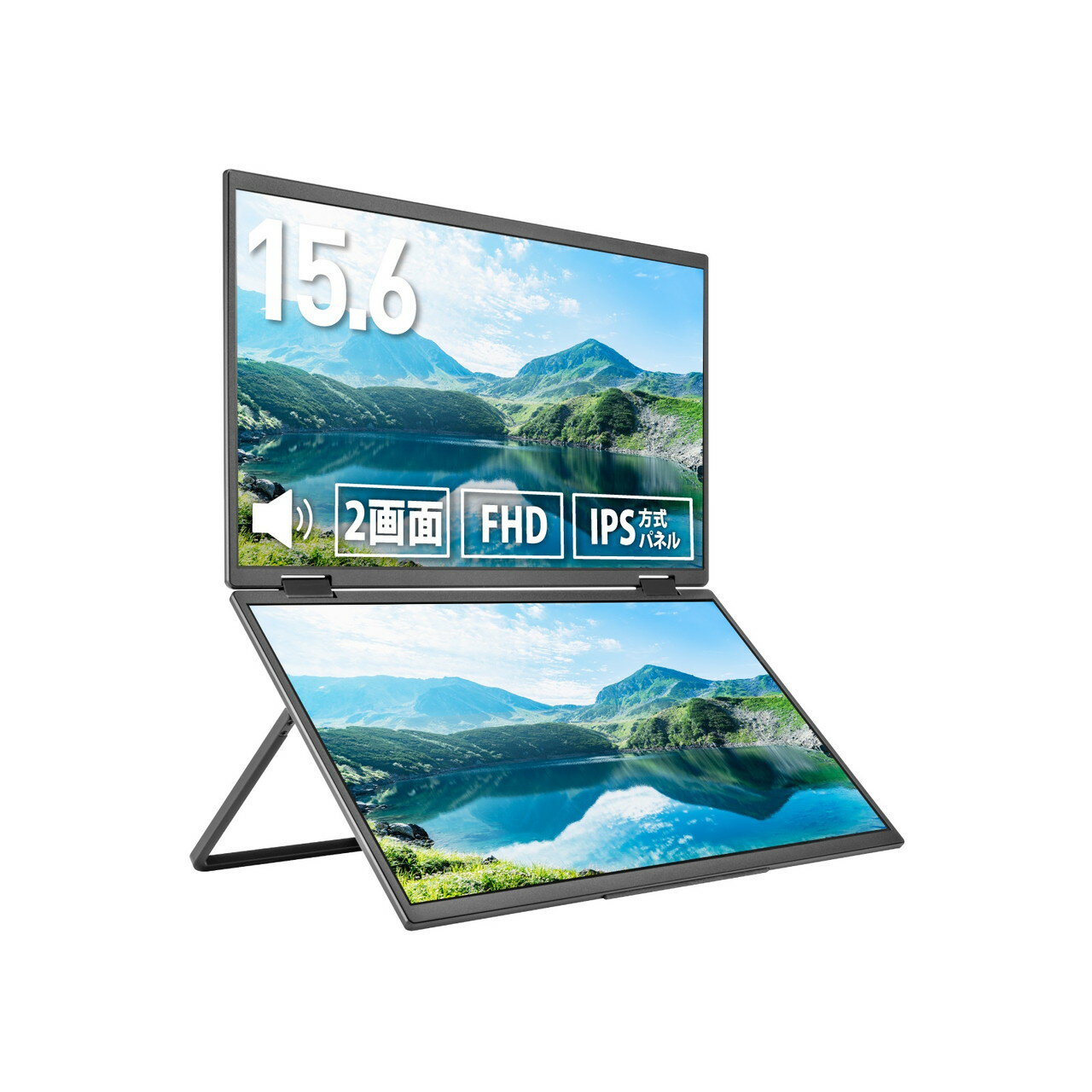 Princeton プリンストン 15.6型 2画面 フルHDモバイルモニター ブラック PTF-M156DS