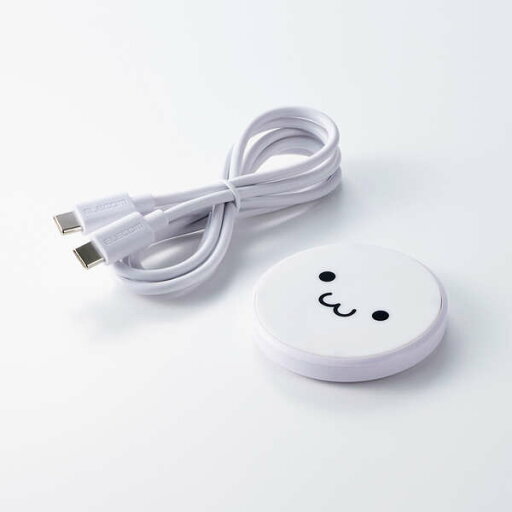ELECOM エレコム W-QA28WF Qi規格対応ワイヤレス充電器/12W/EPP規格対応/卓上/ケーブル付属/1m/しろちゃん ELECOM エレコム W-QA28WF Qi規格対応ワイヤレス充電器/12W/EPP規格対応/卓上/ケーブル付属/1m/しろちゃん