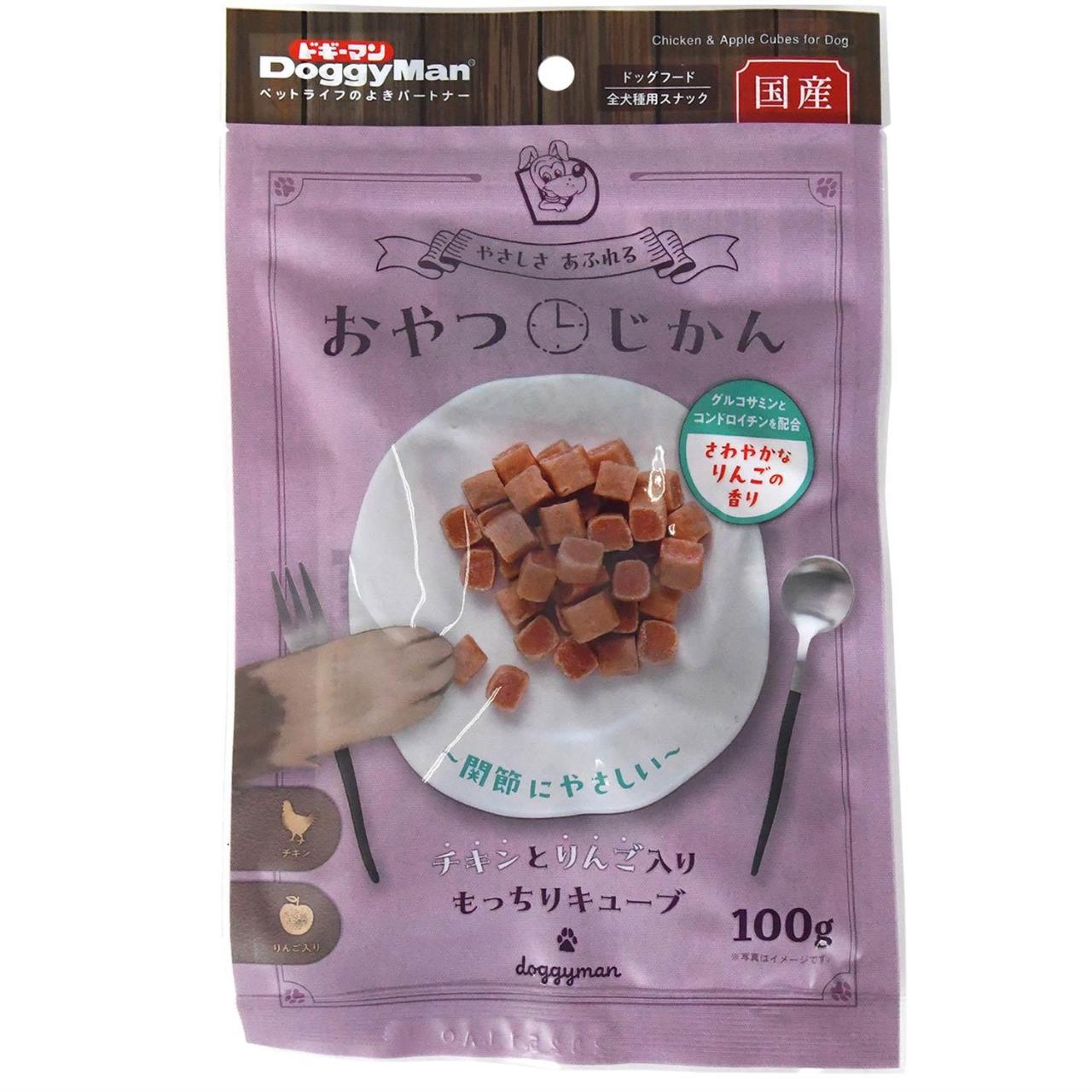 ドギーマンハヤシ 株式会社 おやつじかん チキンとりんご入りもっちりキューブ100g