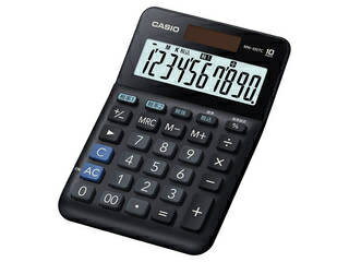 CASIO/カシオ W税率電卓 ミニジャストタイプ 10桁 MW-100TC-BK-N ブラック