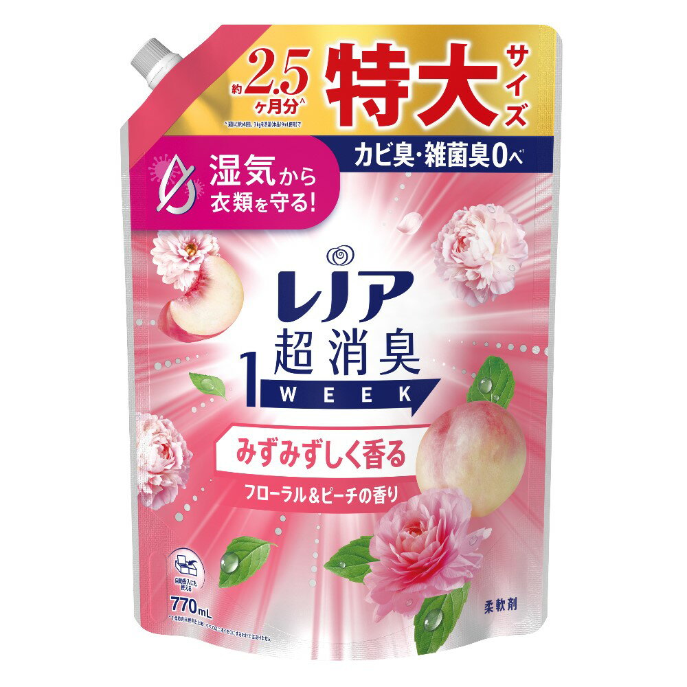 P&G プロクター・アンド・ギャンブル・ジャパン レノア超消臭1WEEK みずみずしく香るフローラル&ピーチの香り つめかえ用 特大サイズ 770mL