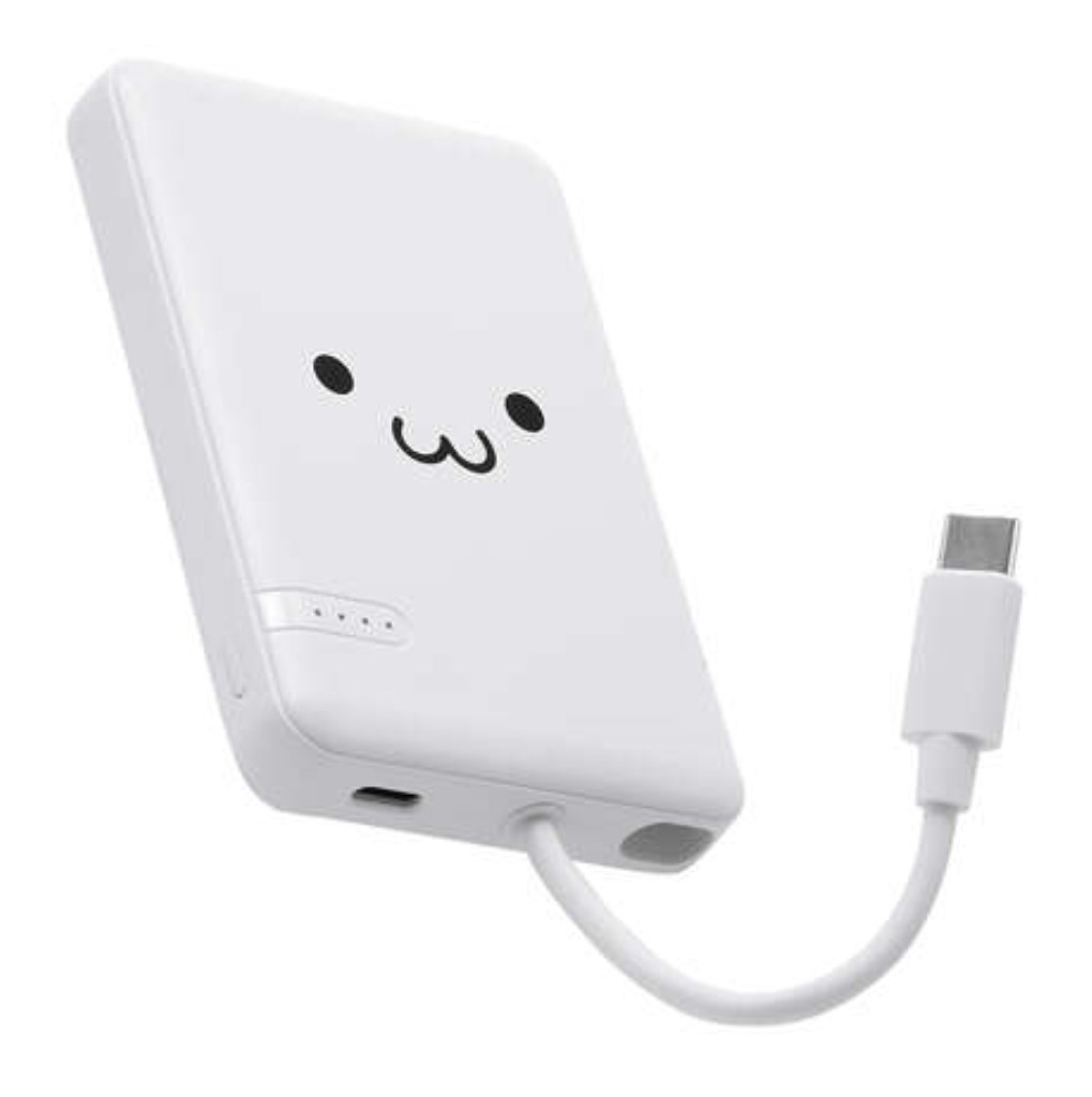 ELECOM エレコム DE-C62-5000WF モバイルバッテリー/リチウムイオン電池/5000mAh/12W/USB-C/USB-Cケーブル一体/しろちゃん