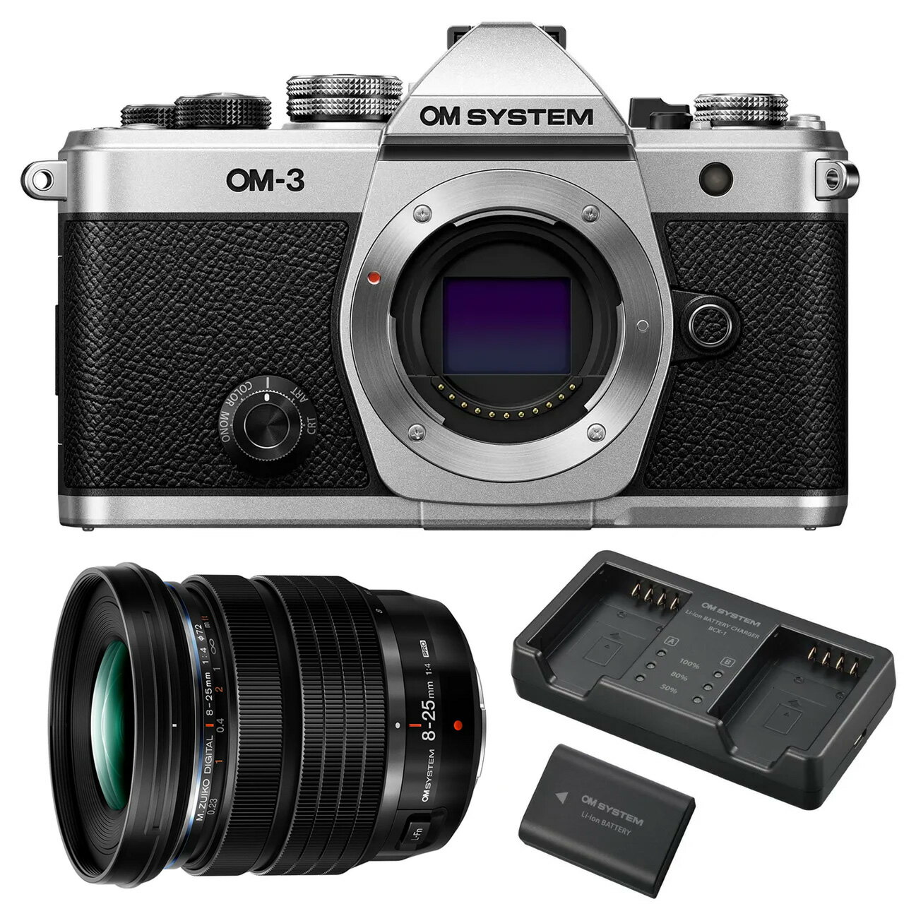 OM SYSTEM オーエムシステム OM-3 ボディ シルバー+M.ZUIKO DIGITAL ED 8-25mm F4.0 PRO レンズセット 【SBCX...