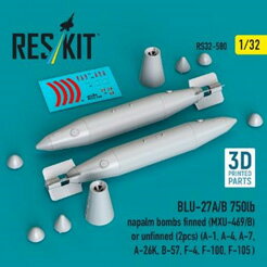 レスキット 1/32 BLU-27A/B 750ポンドナパーム弾MXU-469/B フィンオプション付 (2個入)RSK32-0580