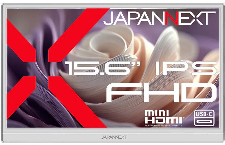 JAPANNEXT ジャパンネクスト フルHD対応 15.6型液晶ディスプレイ/miniHDMI×1、USB-C×1/ホワイト/スピーカー/2年保証 JN-MD-Ei156F2-W
