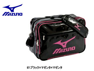 mizuno/ミズノ 16DA307-97　エナメルバッグ（L）　（ブラック×マゼンタ×マゼンタ）