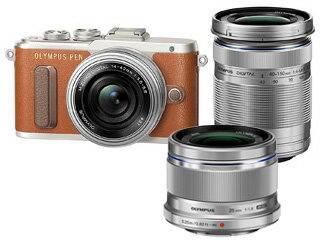 【E-PL8プレゼントキャンペーン中!8/31迄】 OLYMPUS/オリンパス PEN E-PL8 EZダブルズームキット(ブラウン)+M.ZUIKO DIGITAL 25mm F1.8 (シルバー) 【epl8set】 【epl8set】