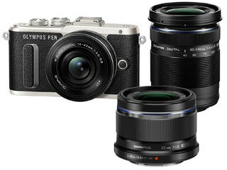 【E-PL8プレゼントキャンペーン中!8/31迄】 OLYMPUS/オリンパス PEN E-PL8 EZダブルズームキット(ブラック)+M.ZUIKO DIGITAL 25mm F1.8(ブラック)セット 【epl8set】 【epl8set】