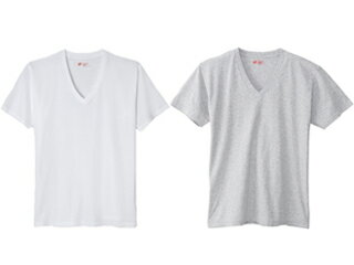 Hanes/ヘインズ ★★★ジャパンフィット 2枚組 VネックTシャツ XL (ホワイト・グレー) H5125