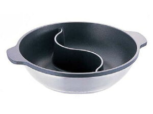hokua/北陸アルミニウム IH対応 味めぐり2槽式（ノンステック加工） 30cm ※二色鍋、仕切り鍋、両食鍋、卓上鍋、火鍋