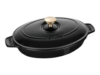 staub/ストウブ RST3701 オーバルホットプレート(23cm)/ブラック プロユース（業務用）として販売されている国内正規販売ルートの商品です。家庭用に付属されている生涯保証書（シリアルナンバー）は付属されておりません。予めご了承ください。