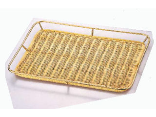 yoshiyo よし与工房 籐製メタリック ワクつきすのこ浅型／（ゴールドメッキ）PF−68G