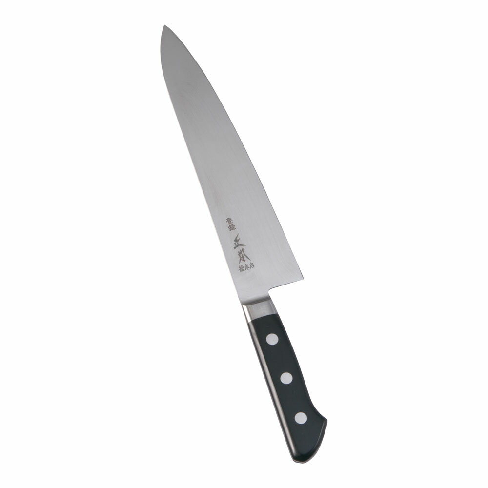 MASAMOTO 正本総本店 【正本】ハイパーモリブデン鋼　ツバ付牛刀／（両刃）21cm