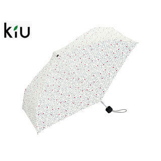 kiu/キウ K33-119 折りたたみ傘 手開き 日傘/晴雨兼用 タイニー シリコン 全12色 軽量 【50cm】 (ライン ハート)