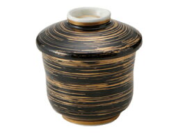 丸モ高木陶器 AZ179−02　黒金刷毛ミニ蒸し椀