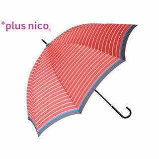 +plus nico/プラスニコ 12092 長傘 手開き 軽量 ボーダー 全3色 カーボンファイバー骨 (レッド) +plus nico/プラスニコ 12092 長傘 手開き 軽量 ボーダー 全3色 カーボンファイバー骨 (レッド)