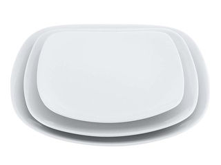 磁器　中華・洋食兼用食器　白撫角皿　22cm