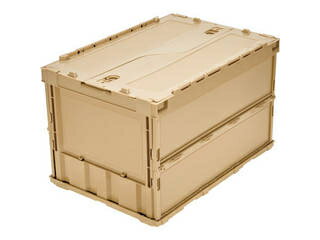 TRUSCO/トラスコ中山 薄型折りたたみコンテナ 50L ロックフタ付 ライトサンド色 TR-C50B-LS