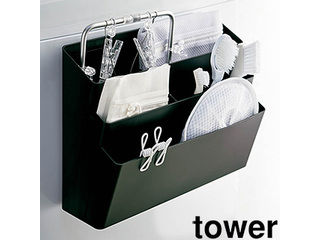 yamazaki tower YAMAZAKI 山崎実業 洗濯機横マグネット収納ポケット 3段 タワー ブラック tower tower-r