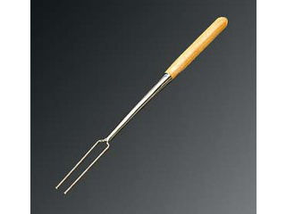 木柄　チョコレートフォーク　2本刃　No.1