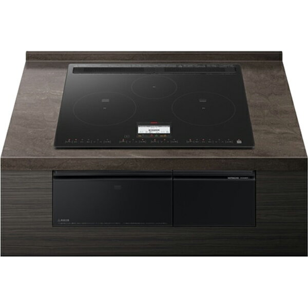 【大型商品の為時間指定不可】 HITACHI 日立 HT-N100KTF ビルトイン3口IH N100Tシリーズ プレミアムブラック【60cm】【単相200V】 グリル庫内の温度差を少なくして焼きムラを抑制。焼き色きれいに、中までおいしく焼き上げる。 【こちらの商品は、沖縄県、離島の配送が出来