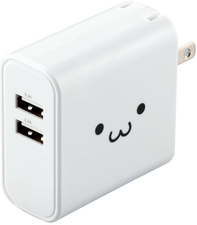 ELECOM エレコム AC充電器/4.8A出力/USB-Aメス2ポート/おまかせ充電搭載/ホワイトフェイス MPA-ACU05WF