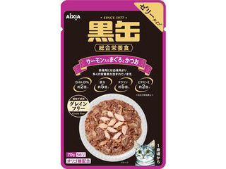 AIXIA アイシア 黒缶パウチ サーモン入りまぐろとかつお 70g