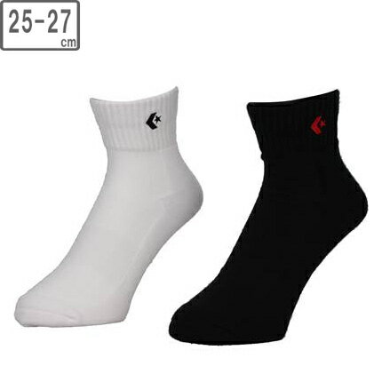 CONVERSE コンバース 【ユニセックス】ニュー アンクルソックス 2足組【レッド×ブラック】 【25-27cm】 CB16006P-6419 抗菌　防臭
