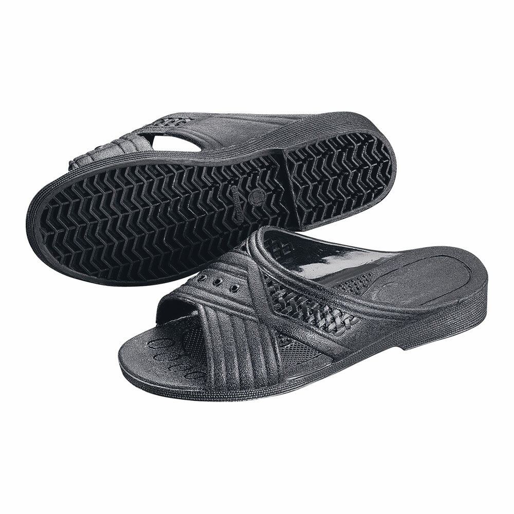 アスカ商事 紳士シャワーサンダル 前あき LL ブラック