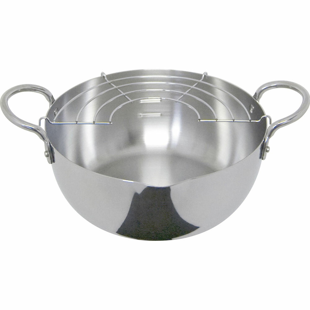 UMIC ウルシヤマ金属工業 18−0　ステンレス揚げ鍋（揚げアミ付）20cm