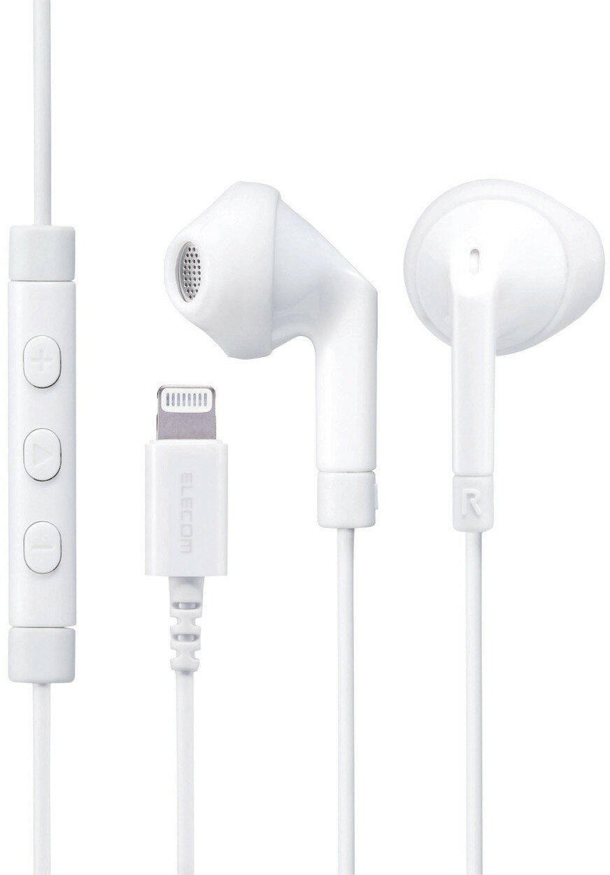 ELECOM エレコム Lightning接続ヘッドホンマイク/FAST MUSIC EHP-LF10IMAWH ホワイト