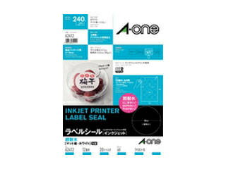 A・one エーワン ラベルシール インクジェット 超耐水マット紙 ホワイトA4 12面 62412 21_12mp10 ao_aota