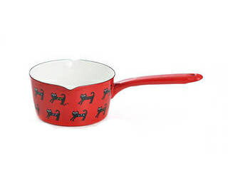 Tamahashi タマハシ プルーン　ホーローミルクパン15cm　RD　カラフルキャット