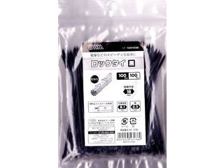 OHM/オーム電機 耐候ロックタイ100BU-100P(黒) LT100W-100BK
