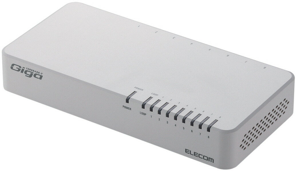 ELECOM エレコム Giga対応スイッチングHub/8ポート/プラスチック筐体/磁石付き/電源内蔵モデル/ホワイト EHC-G08PN2-JW