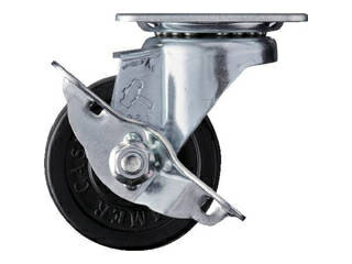 HAMMER/ハンマーキャスター 旋回式ゴム車輪(ローラーベアリング)65mm ストッパー付 413S-RDB65