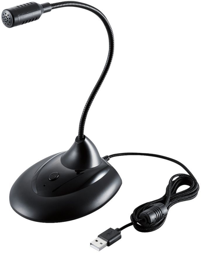 ELECOM エレコム スタンドマイク/フレキシブルアーム/ミュートボタン付き/LED搭載/USB-A/ブラック HS-MC07UBK