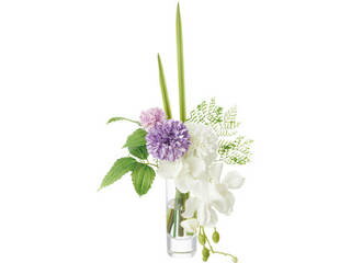 ★★★プリマ ガラスウォーター供花 モカラ&マム ホワイト PRSY-0139W