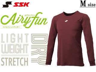 SSK エスエスケイ エアリーファン ローネック 長袖アンダーシャツ 【エンジ】【Mサイズ】SCF230LL 軽量..