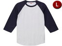 United Athle/ユナイテッドアスレ 5.6オンス ラグラン 3/4スリーブ Tシャツ Lサイズ (ホワイト/ネイビー) 504501-1086