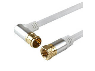 HORIC HORIC アンテナケーブル 1.5m ホワイト アルミヘッド L字差込式/ネジ式コネクタ AC15-380WH