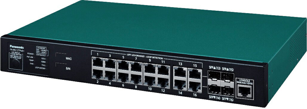 パナソニックEWネットワークス 16ポート PoE給電スイッチングハブ FA-ML12TPoE+ PN231293