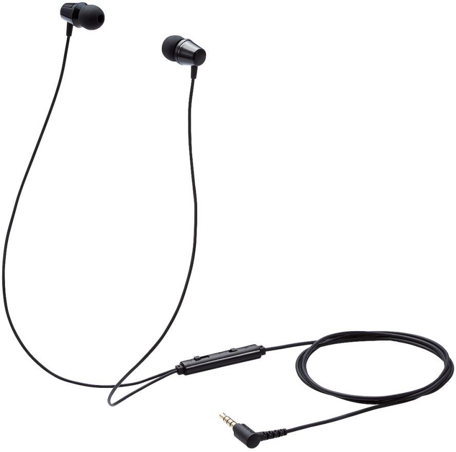 ELECOM エレコム 子ども用イヤホン/インナーイヤー型/高耐久/ミュートスイッチ付/両耳/4極φ3.5mm/ブラック HS-KD05TBK