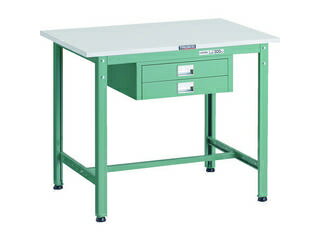 【組立・輸送等の都合で納期に1週間以上かかります】 TRUSCO/トラスコ中山 【代引不可】AE型軽量作業台 900×600 薄型2段引出し付 グリーン色 AE-0960UDC2