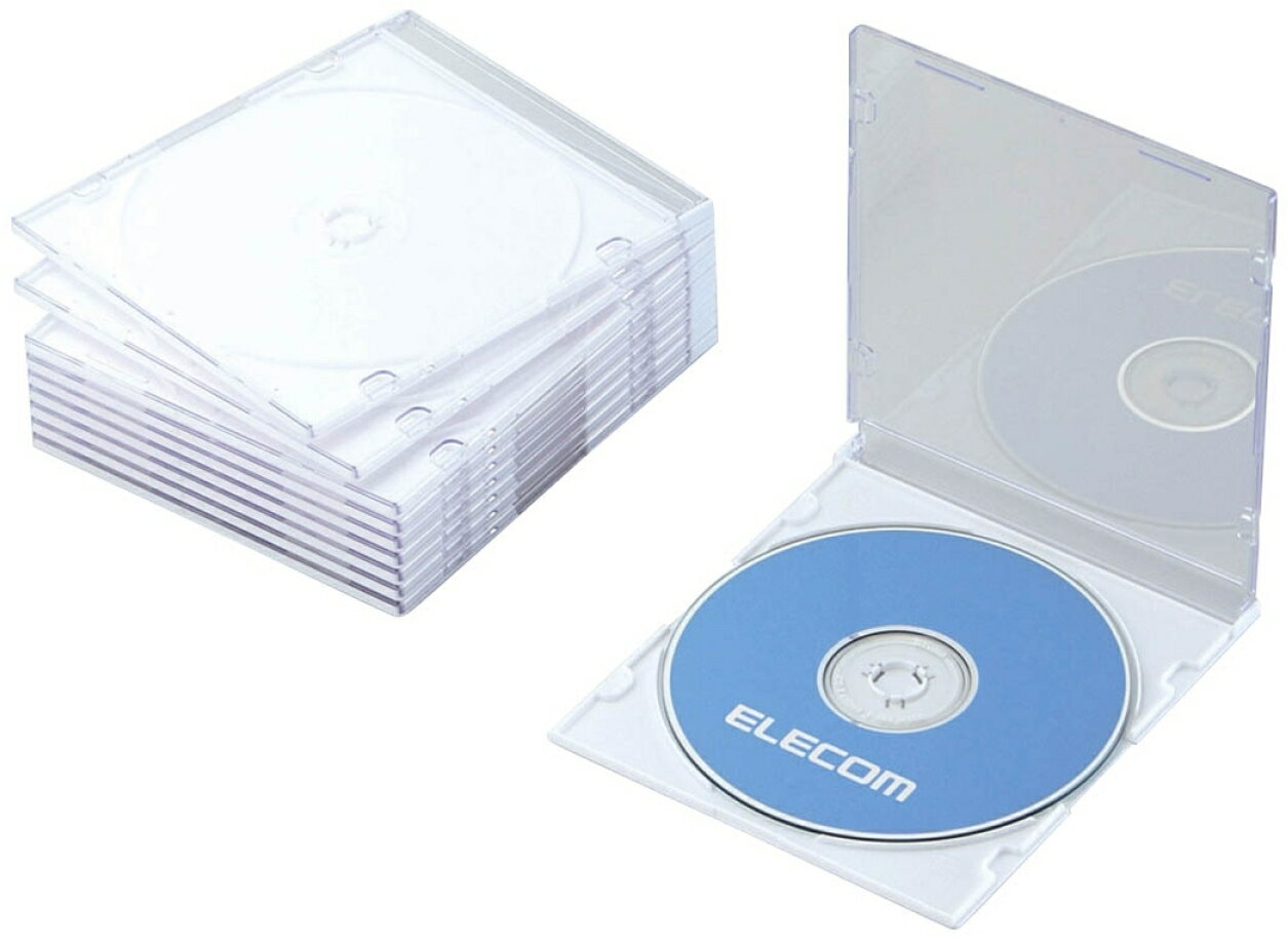 ELECOM エレコム Blu-ray/DVD/CDスリムプラケース/1枚収納/10パック/ホワイト CCD-JSCS10WH